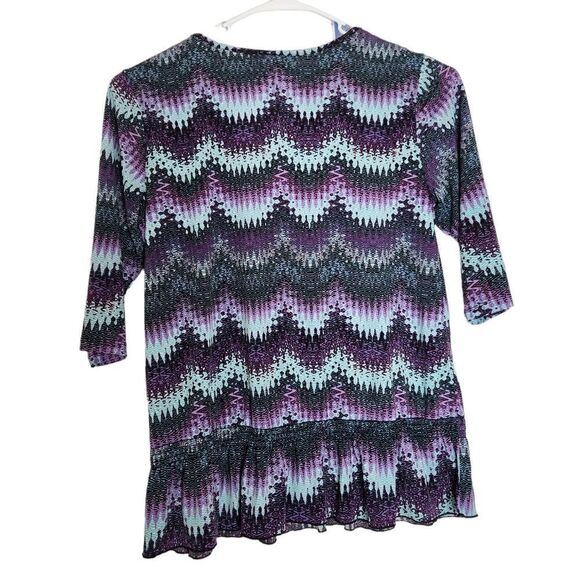 Christopher and Banks Tunic Size XL Purple Blue Black Shirt Top Peplum - Picture 8 of 10